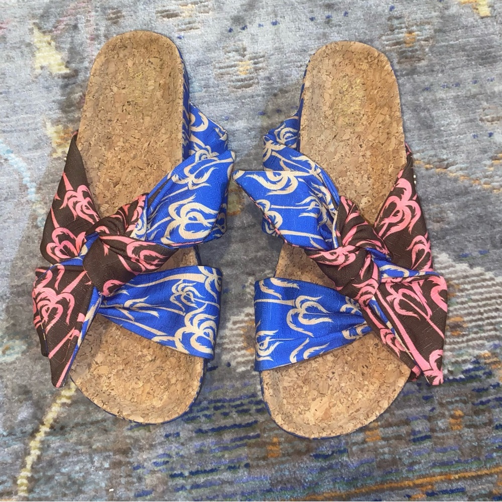 SCOTCH & SODA Yolin Printed Cloth Cork Sole Slide Sandals